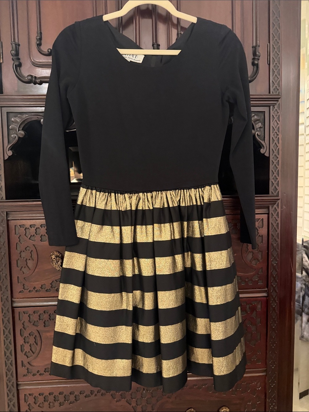 Black and Gold Striped Party Dress
